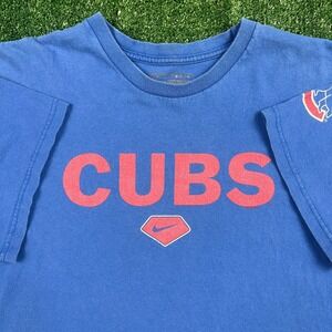 Vintage Team Nike MLB Chicago Cubs Center Swoosh T-Shirt Men's Medium Blue Y2K